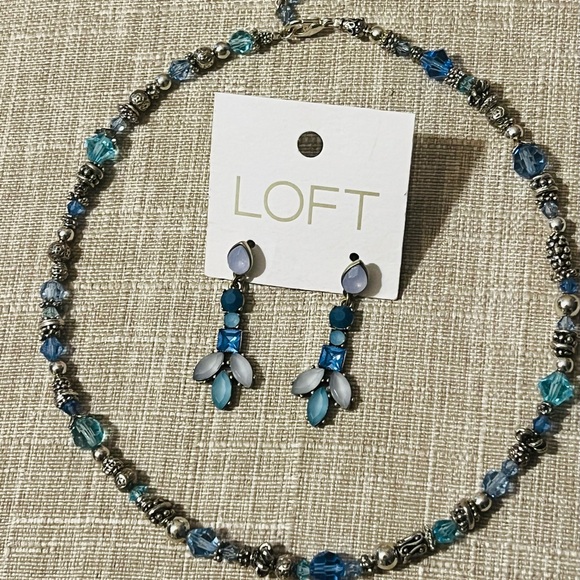 LOFT Jewelry - LOFT Blue, White and Silver Earrings and Necklace Set